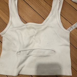 white crop top with cut out